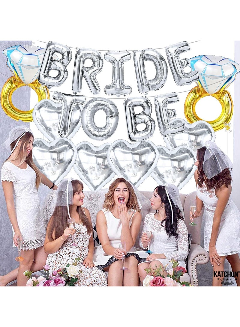 KATCHON Silver Bride To Be Balloons Set - Pack of 17 | Silver Bachelorette Party Decorations | Bride Balloons Bachelorette | Bridal Shower Decorations | Bachelorette Balloons, Bride To Be Decorations - Image 4